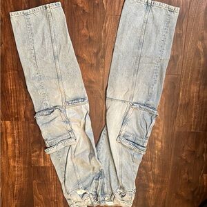 Zara Blue over sized cargo Jeans